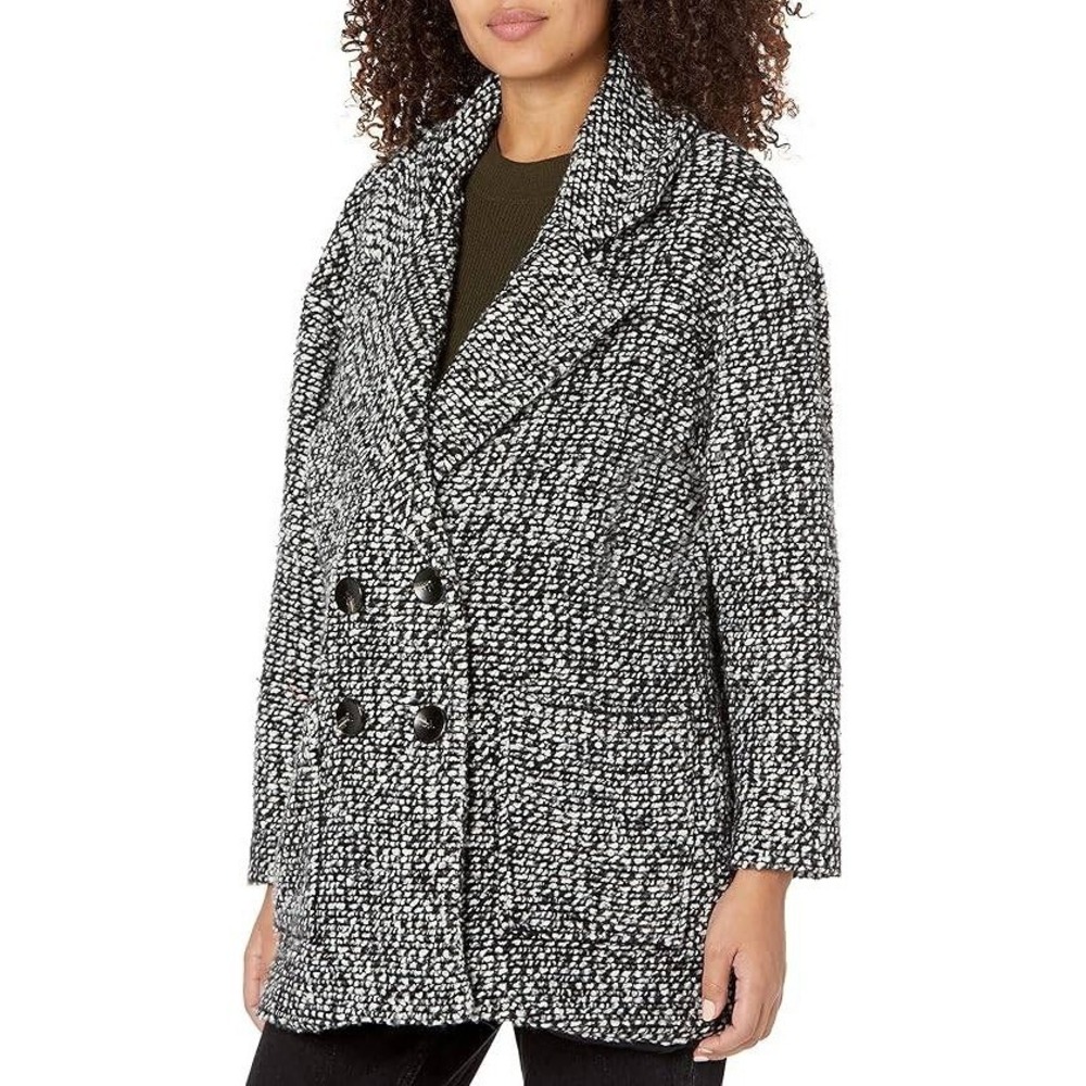 HATCH Black White Double Breasted Tweed Old Money Luxury Blazer Coat Size 2 - Picture 2 of 12